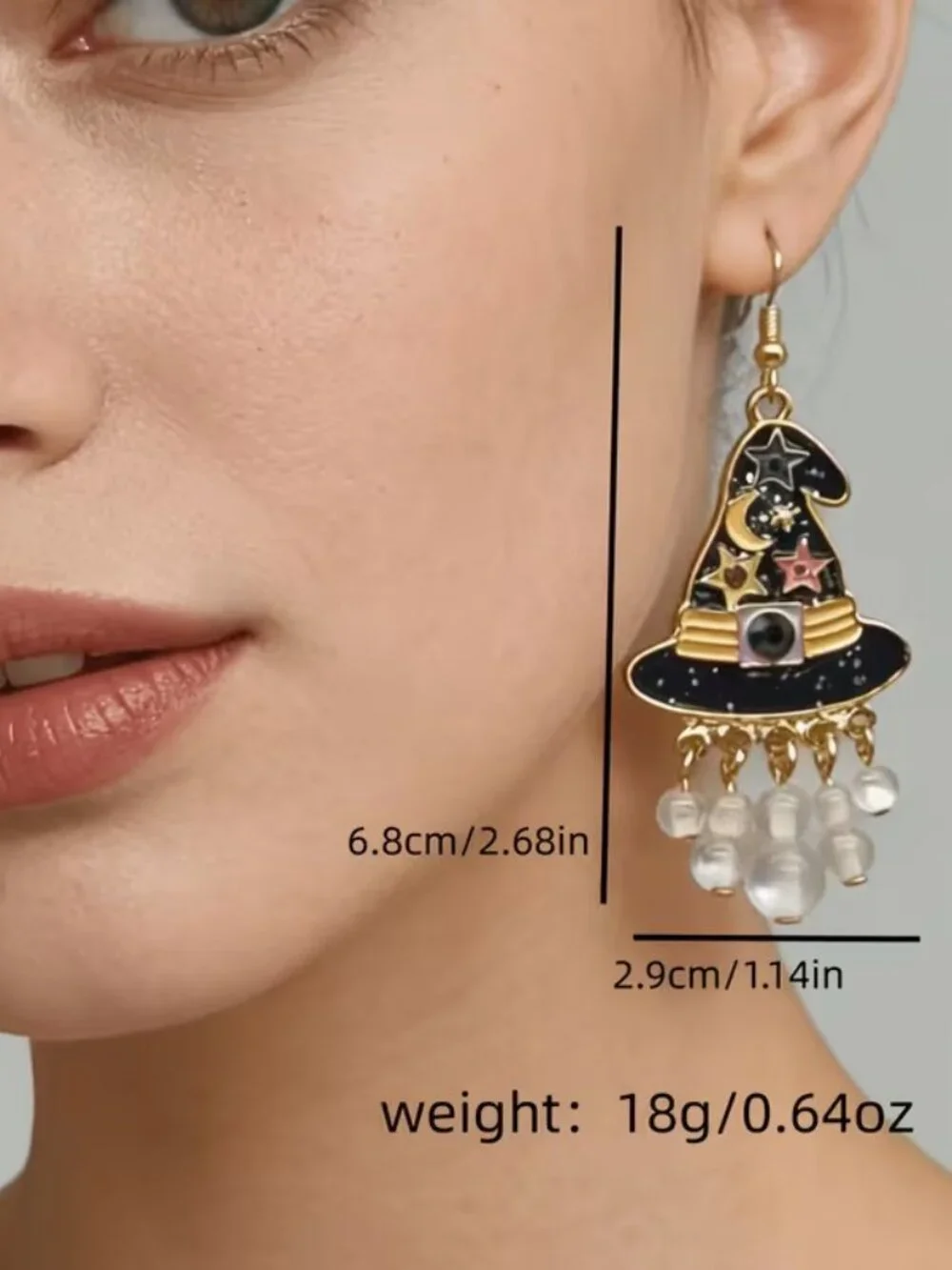 2pc Exquisite Halloween Gothic Magical Wizards Hat w Tassels Earrings